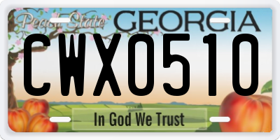 GA license plate CWX0510