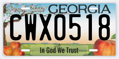GA license plate CWX0518