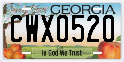 GA license plate CWX0520