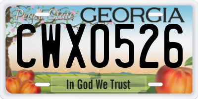 GA license plate CWX0526