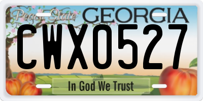 GA license plate CWX0527