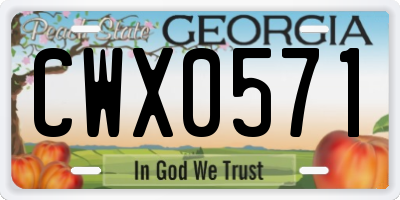 GA license plate CWX0571