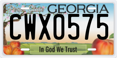 GA license plate CWX0575
