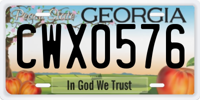 GA license plate CWX0576
