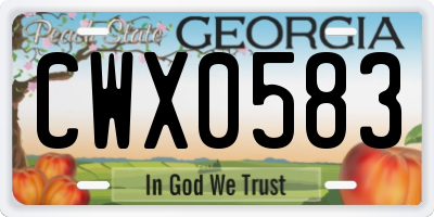 GA license plate CWX0583
