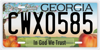GA license plate CWX0585