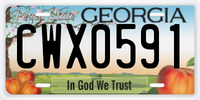 GA license plate CWX0591
