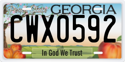 GA license plate CWX0592