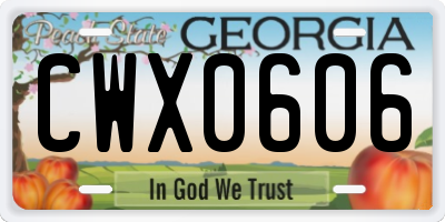 GA license plate CWX0606