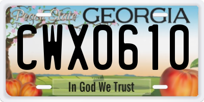 GA license plate CWX0610