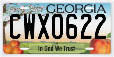 GA license plate CWX0622