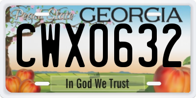 GA license plate CWX0632