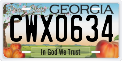 GA license plate CWX0634