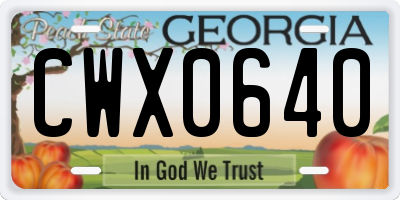 GA license plate CWX0640