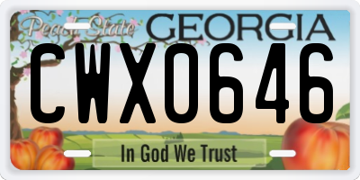 GA license plate CWX0646