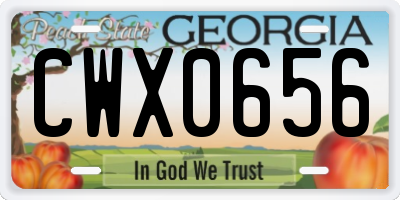 GA license plate CWX0656