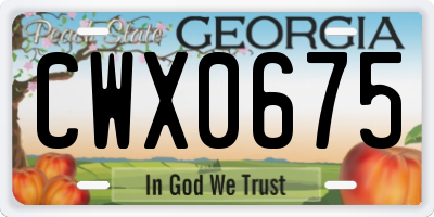 GA license plate CWX0675