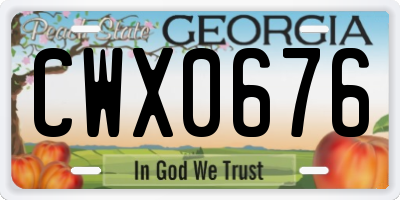 GA license plate CWX0676