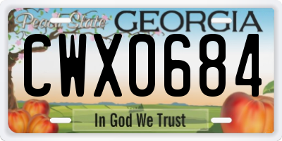 GA license plate CWX0684