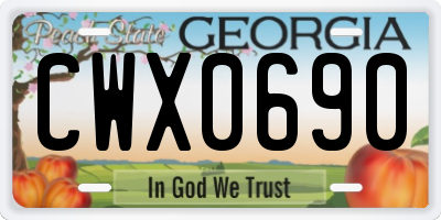 GA license plate CWX0690