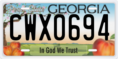 GA license plate CWX0694
