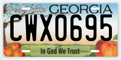 GA license plate CWX0695