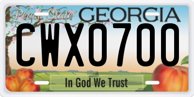 GA license plate CWX0700