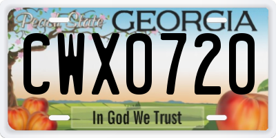 GA license plate CWX0720