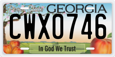 GA license plate CWX0746