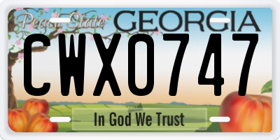 GA license plate CWX0747