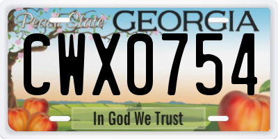 GA license plate CWX0754