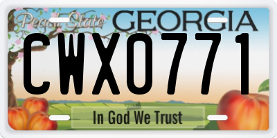 GA license plate CWX0771