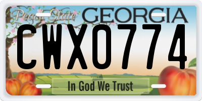 GA license plate CWX0774
