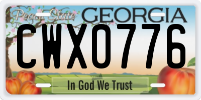 GA license plate CWX0776