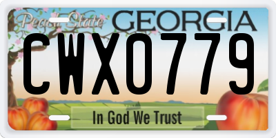 GA license plate CWX0779