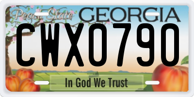 GA license plate CWX0790