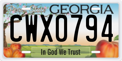 GA license plate CWX0794