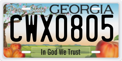 GA license plate CWX0805