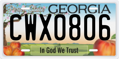 GA license plate CWX0806