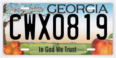 GA license plate CWX0819
