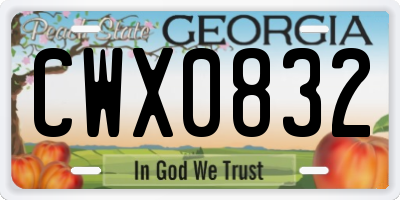 GA license plate CWX0832