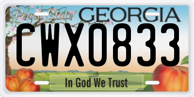 GA license plate CWX0833