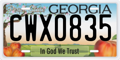 GA license plate CWX0835