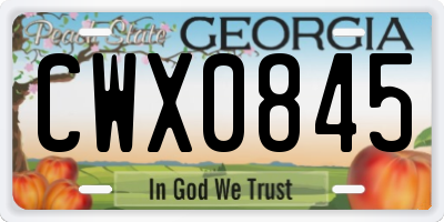 GA license plate CWX0845