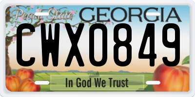 GA license plate CWX0849