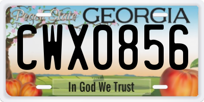 GA license plate CWX0856