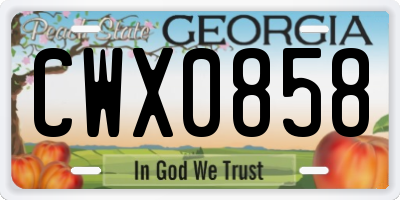 GA license plate CWX0858