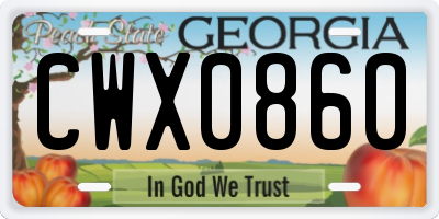 GA license plate CWX0860