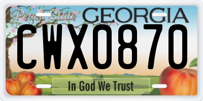 GA license plate CWX0870