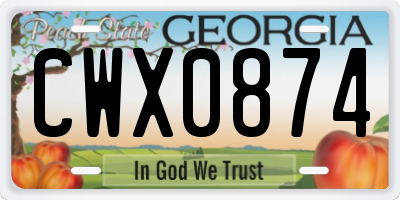 GA license plate CWX0874